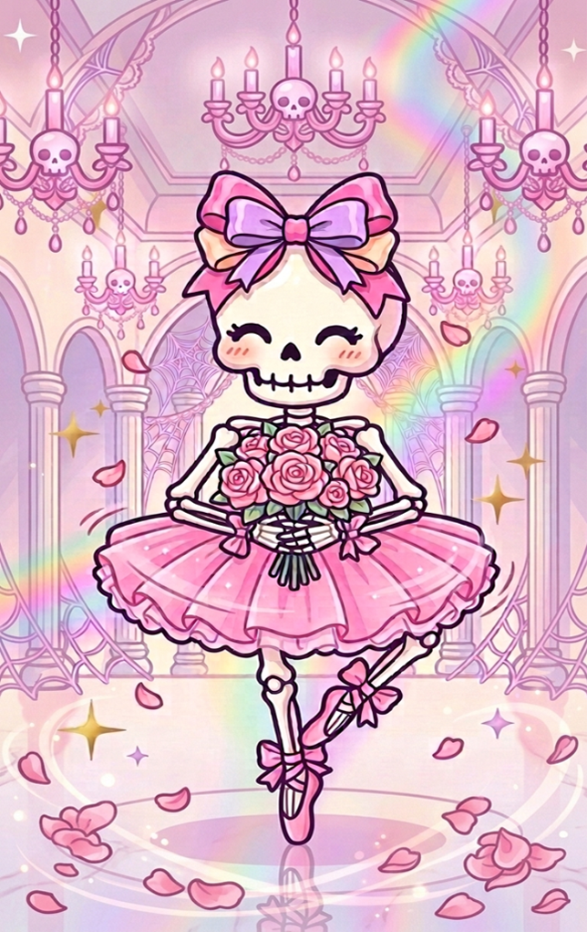 Tap Greeting Card NFC Video Pinkoween Bianca, The Dancing Skeleton Front Artwork