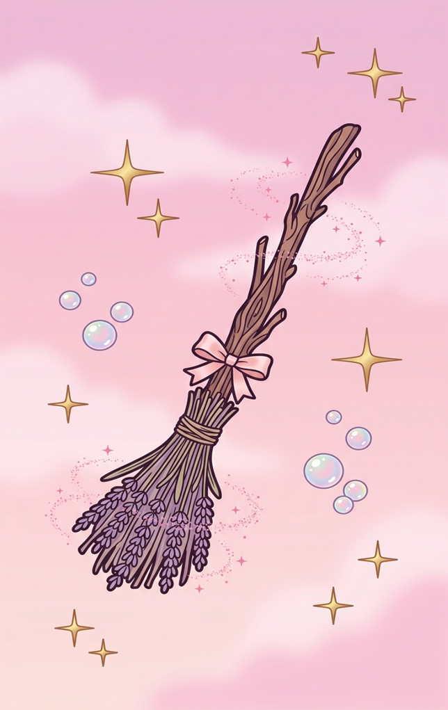 Tap Greeting Card NFC Video Pinkoween Rowan, The Witch's Broom (OCTOBER 19 OF 31) Front Artwork