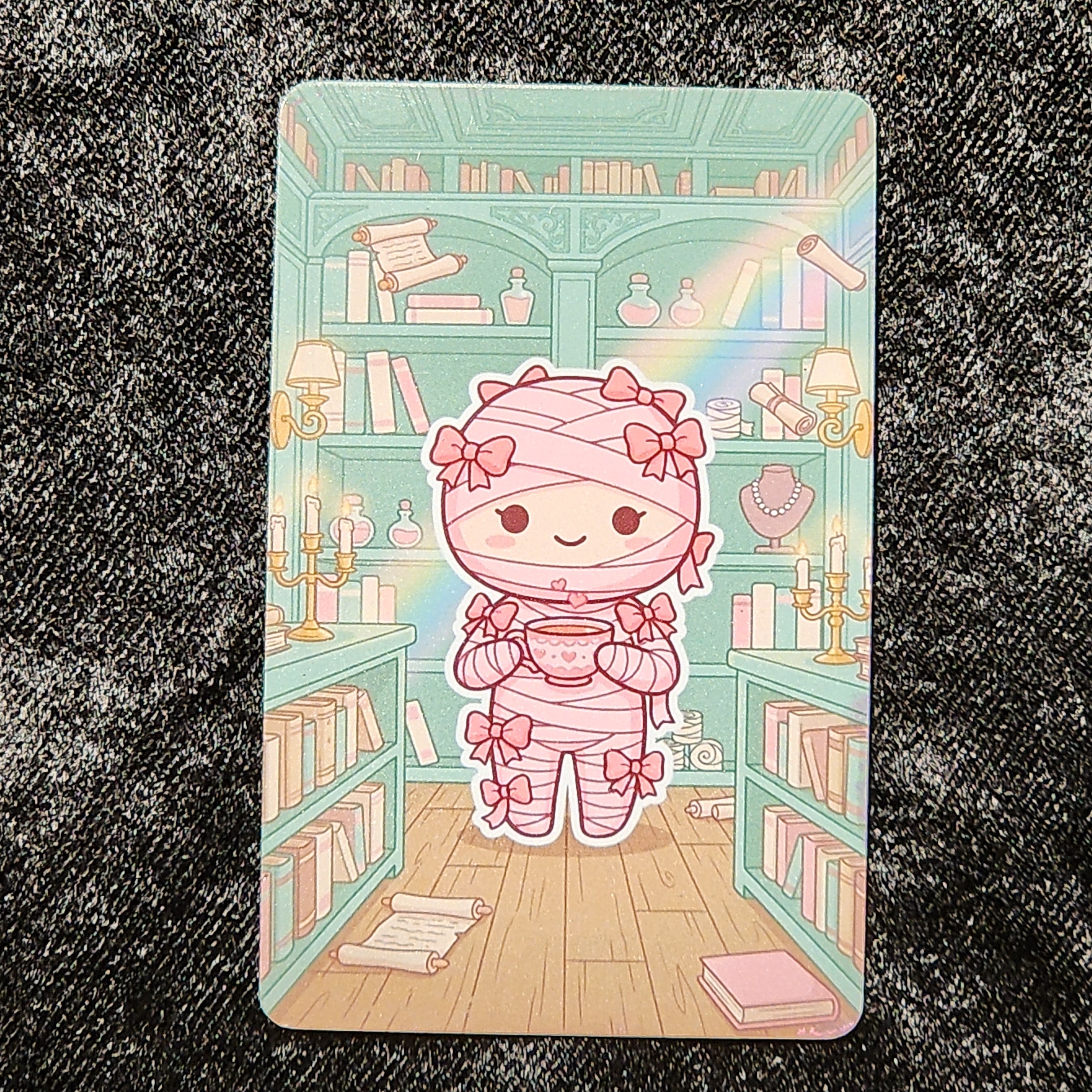 Tap Greeting Card NFC Video Pinkoween Aveline, The Linen Mummy (OCTOBER 02 OF 31) Real Card Front Photo
