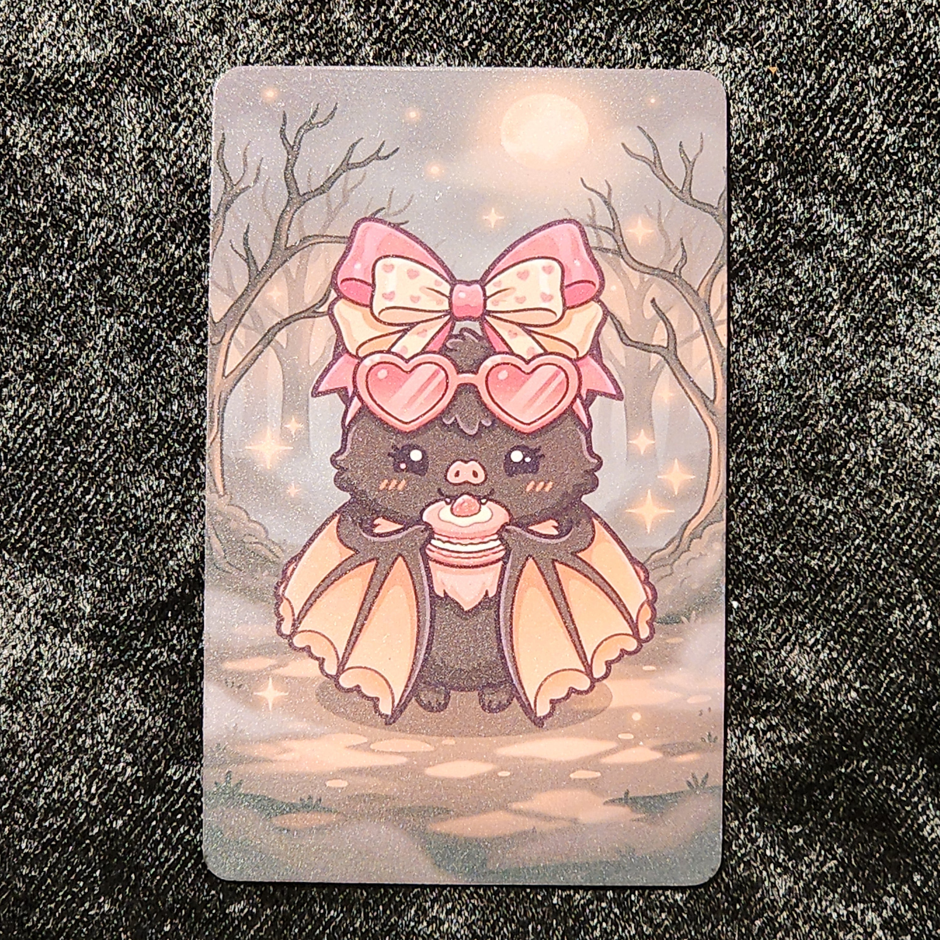 Tap Greeting Card NFC Video Pinkoween Vesper, The Velvet Cryptid (OCTOBER 03 OF 31) Real Card Front Photo