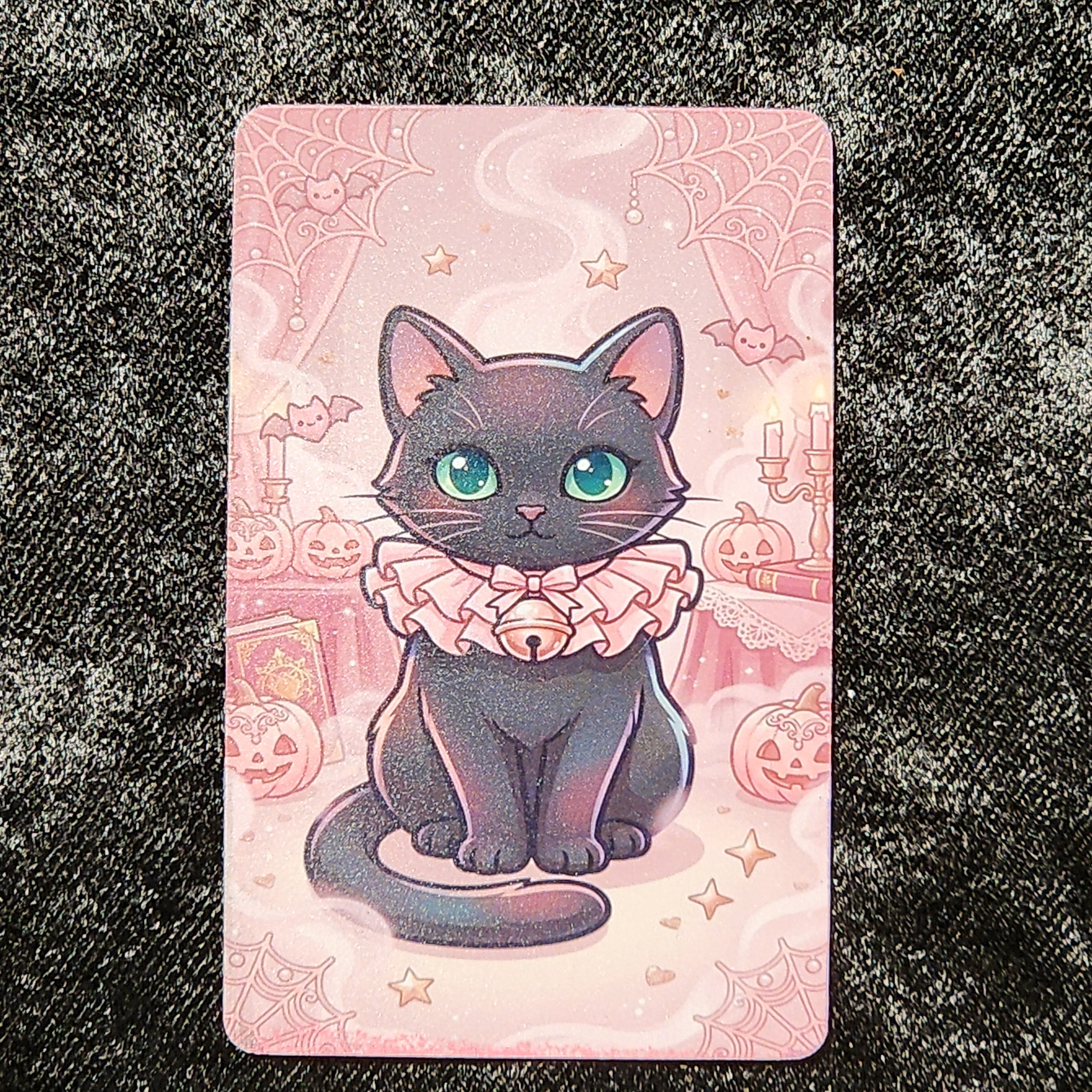 Tap Greeting Card NFC Video Pinkoween Cleo, The Midnight Kitty (OCTOBER 05 OF 31) Real Card Front Photo