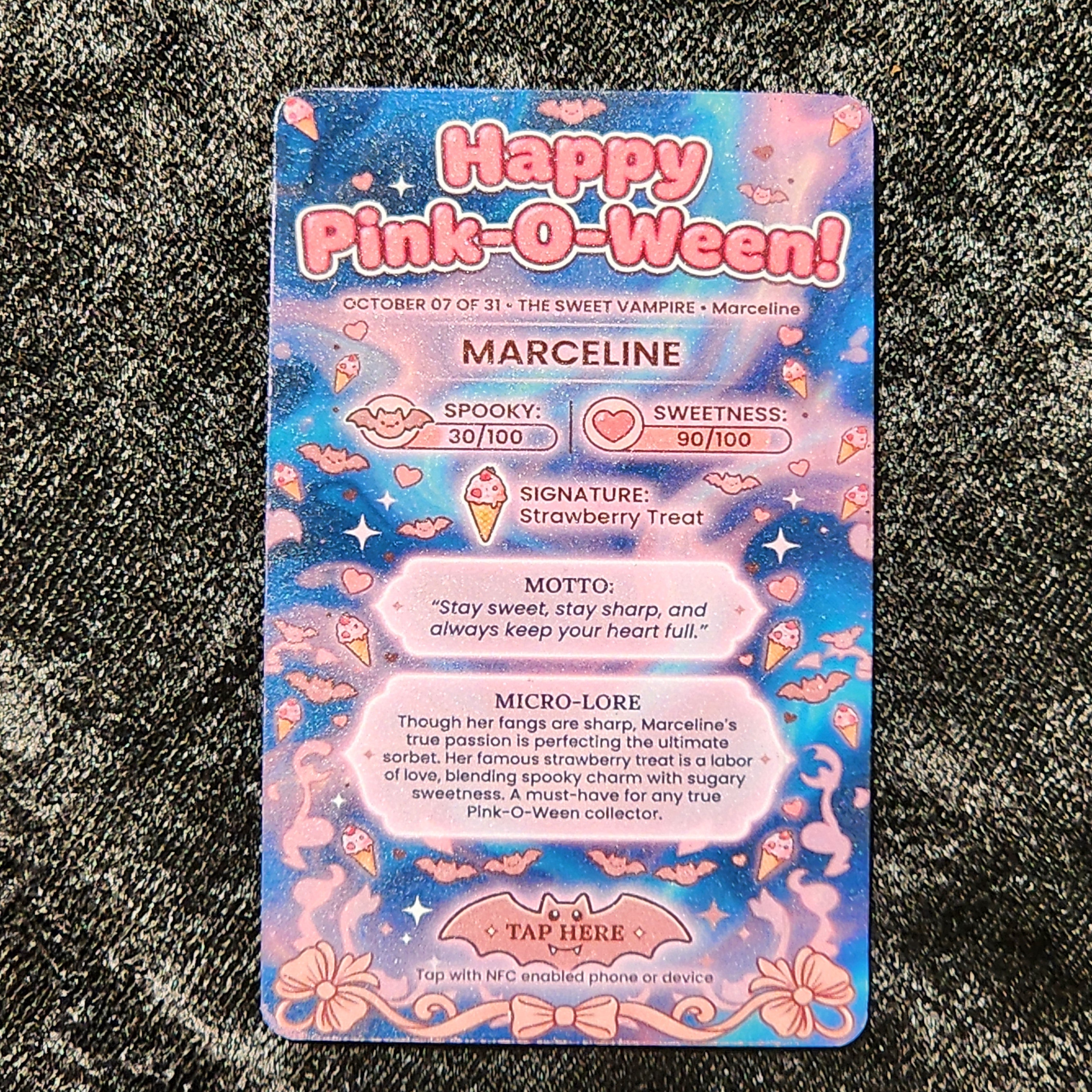 Tap Greeting Card NFC Video Pinkoween Marceline, The Sweet Vampire (OCTOBER 07 OF 31) Real Card Back Photo
