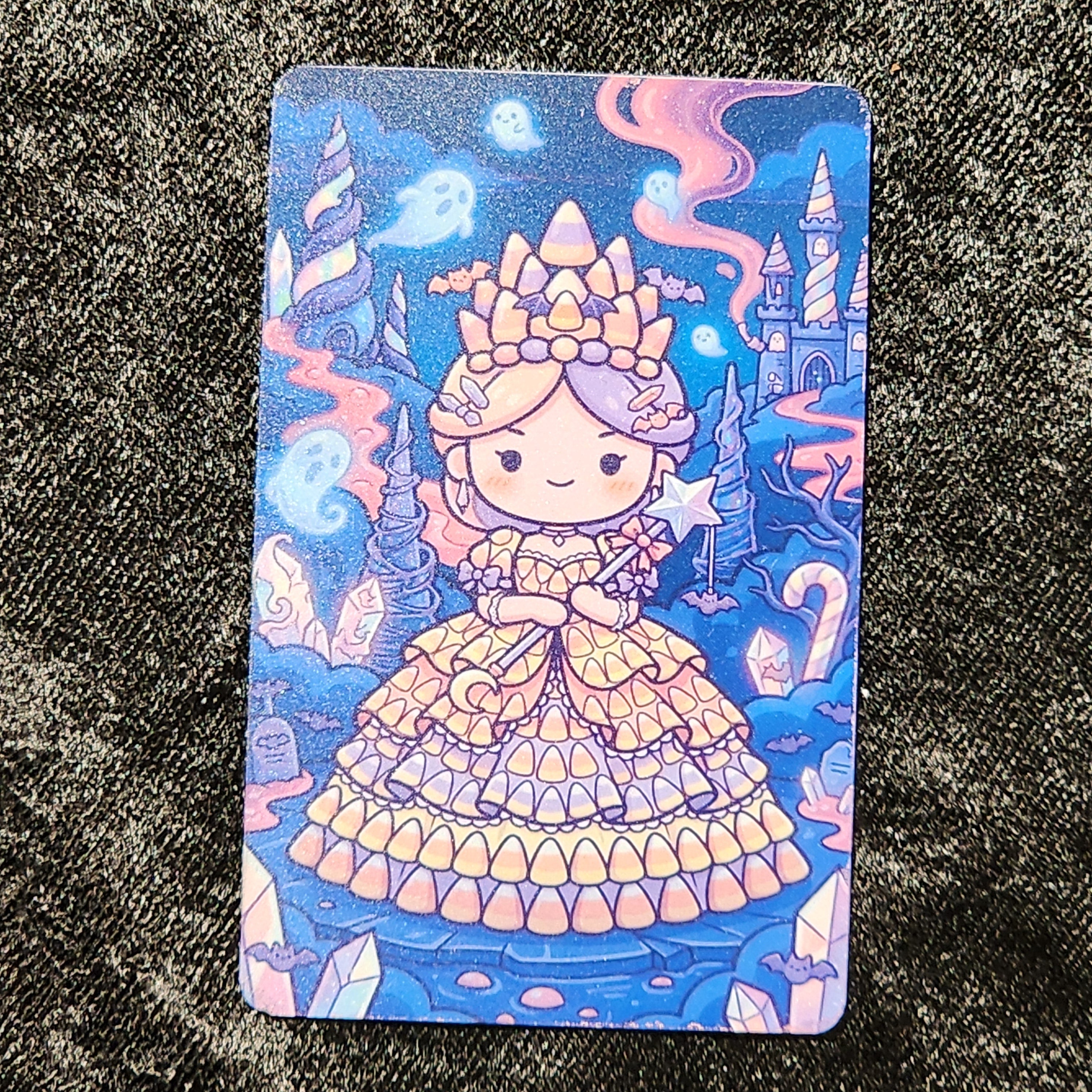 Tap Greeting Card NFC Video Pinkoween Blair, The Candy Corn Queen (OCTOBER 08 OF 31) Real Card Front Photo