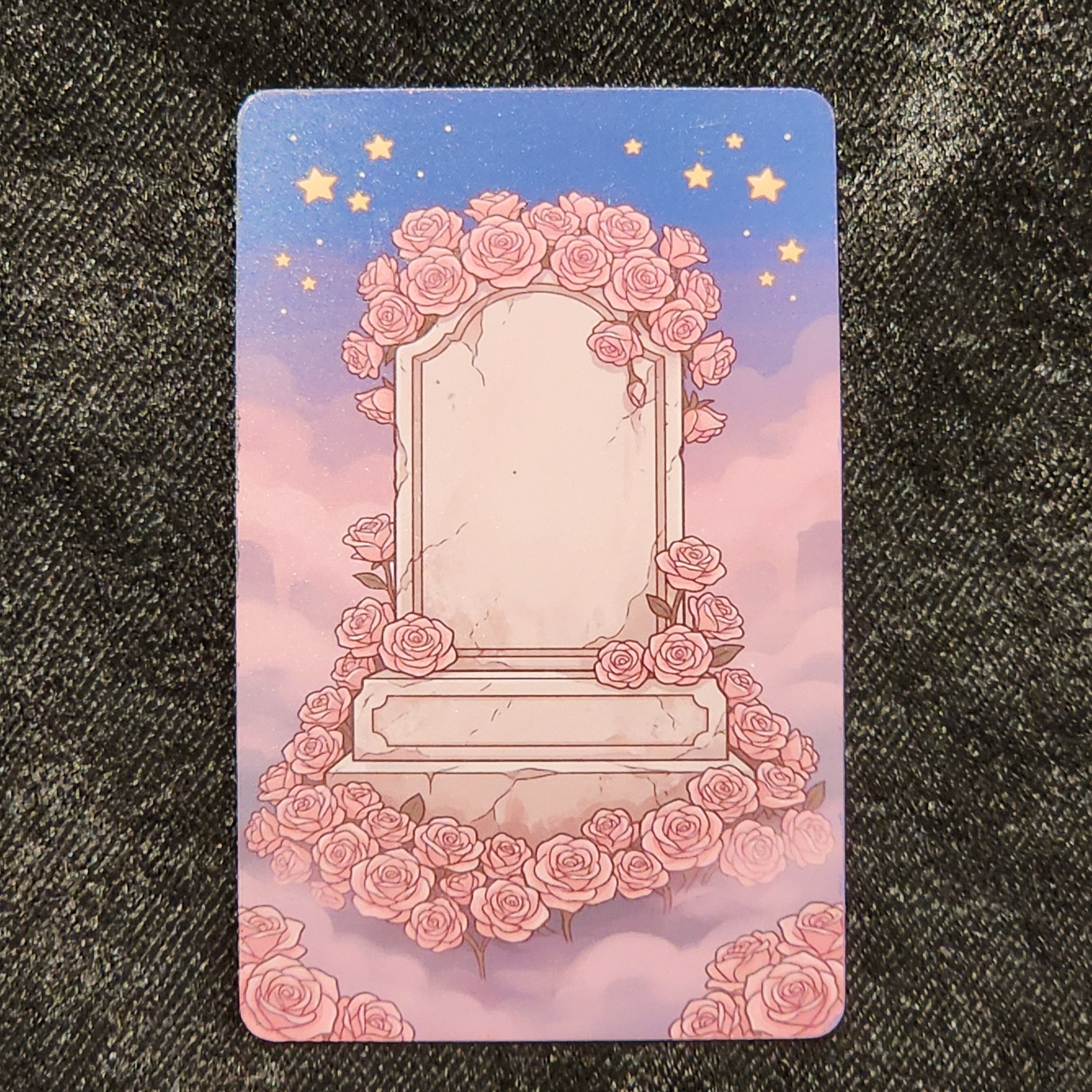 Tap Greeting Card NFC Video Pinkoween Evangeline, The Rest in Pink Tombstone (OCTOBER 24 OF 31) Real Card Front Photo