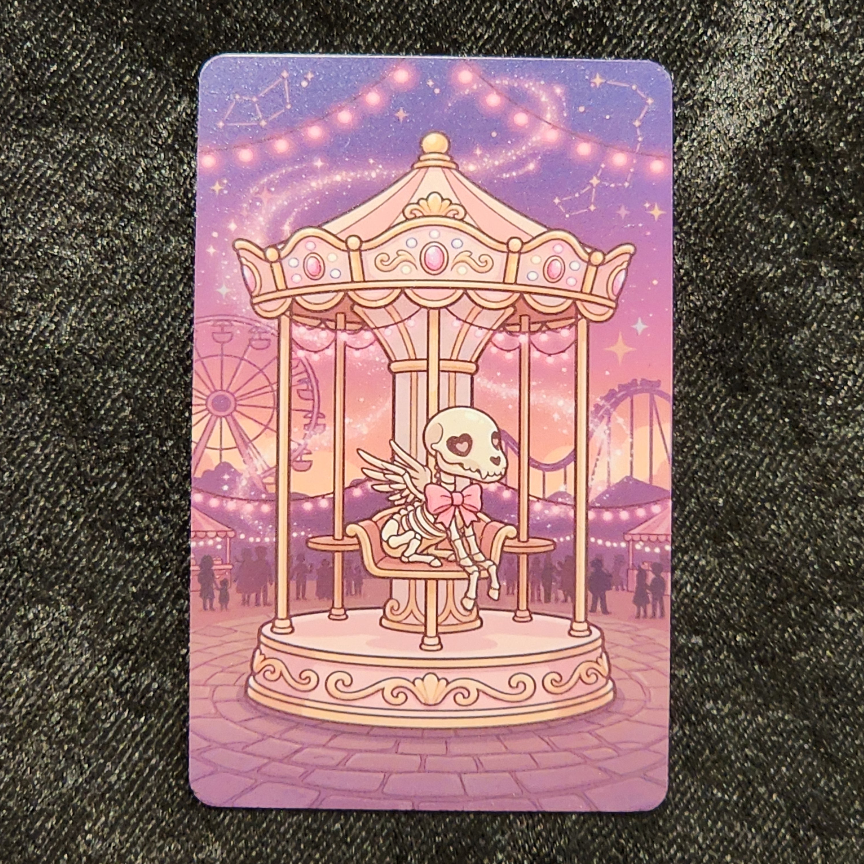 Tap Greeting Card NFC Video Pinkoween Giselle, The Skeletal Carousel (OCTOBER 26 OF 31) Real Card Front Photo